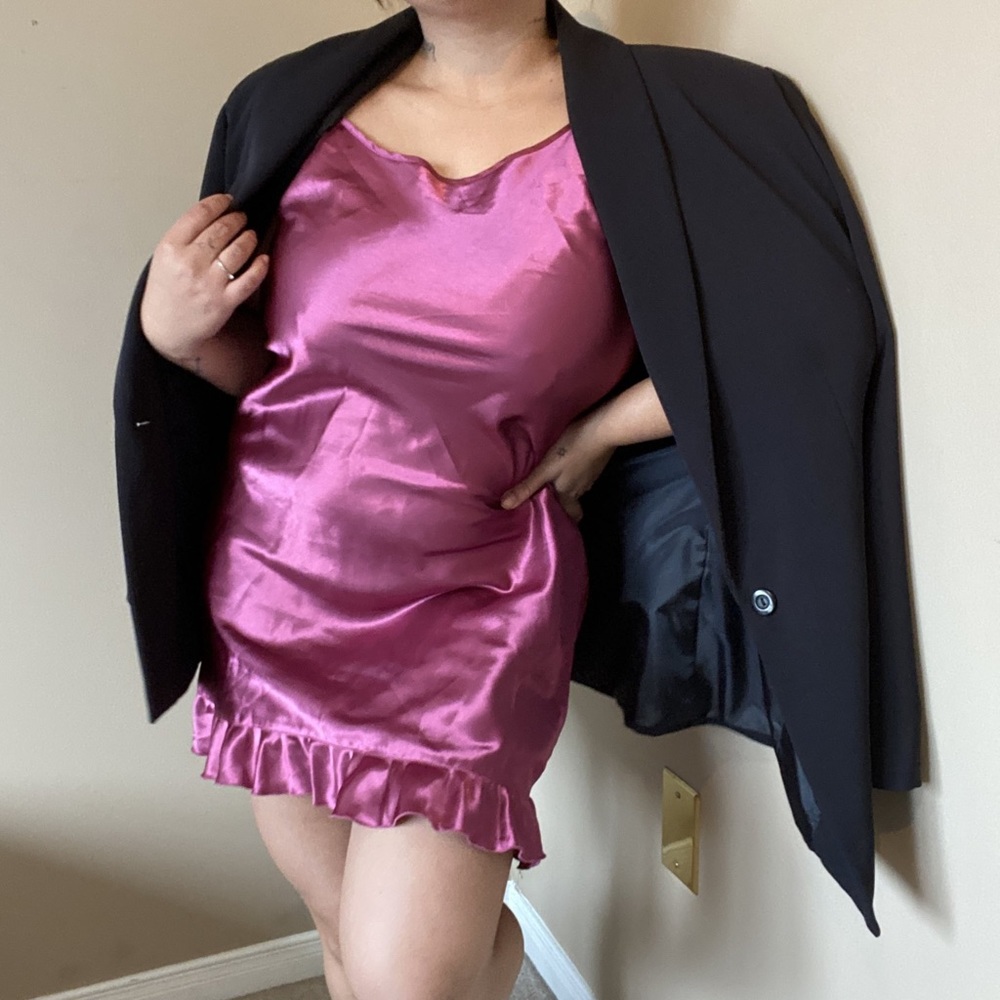 Pink Satin Slip Dress - Picture 2 of 10